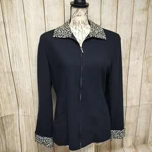 Express Vintage 90s Jacket Blazer with Leopard Print Accents 7/8